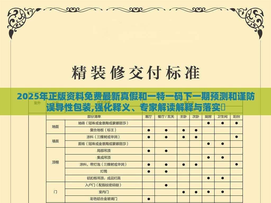 2025年正版资料免费最新真假和一特一码下一期预测和谨防误导性包装,强化释义、专家解读解释与落实​